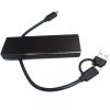 Side view of the ultra slim portable SSD lying flat with its 3-in-1 cable